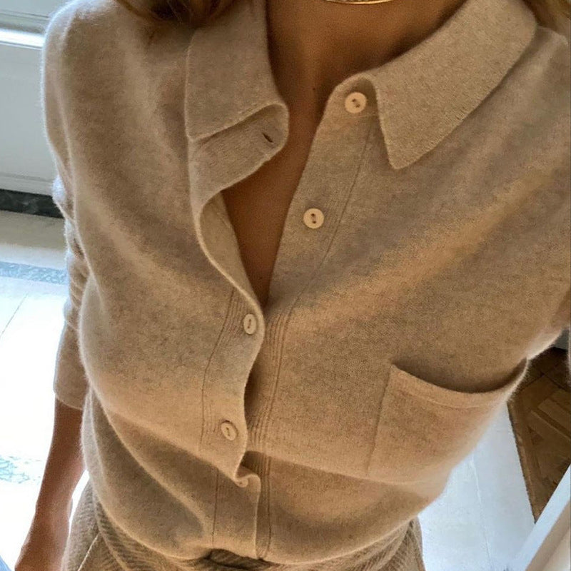 Blouse en laine douce pour femmes avec patte de boutonnage Chic und Stil