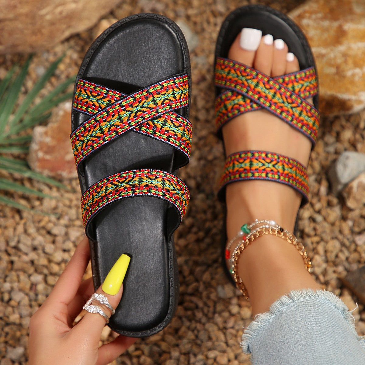 Sandales dames à lanières confortables avec design tressé Chic und Stil