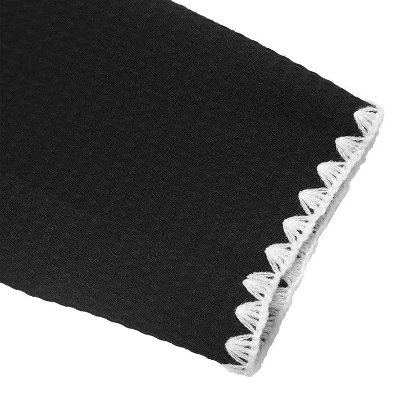 Elegant women's blazer jacket with short sleeves featuring contrasting piping embellishments and Chic und Stil pockets