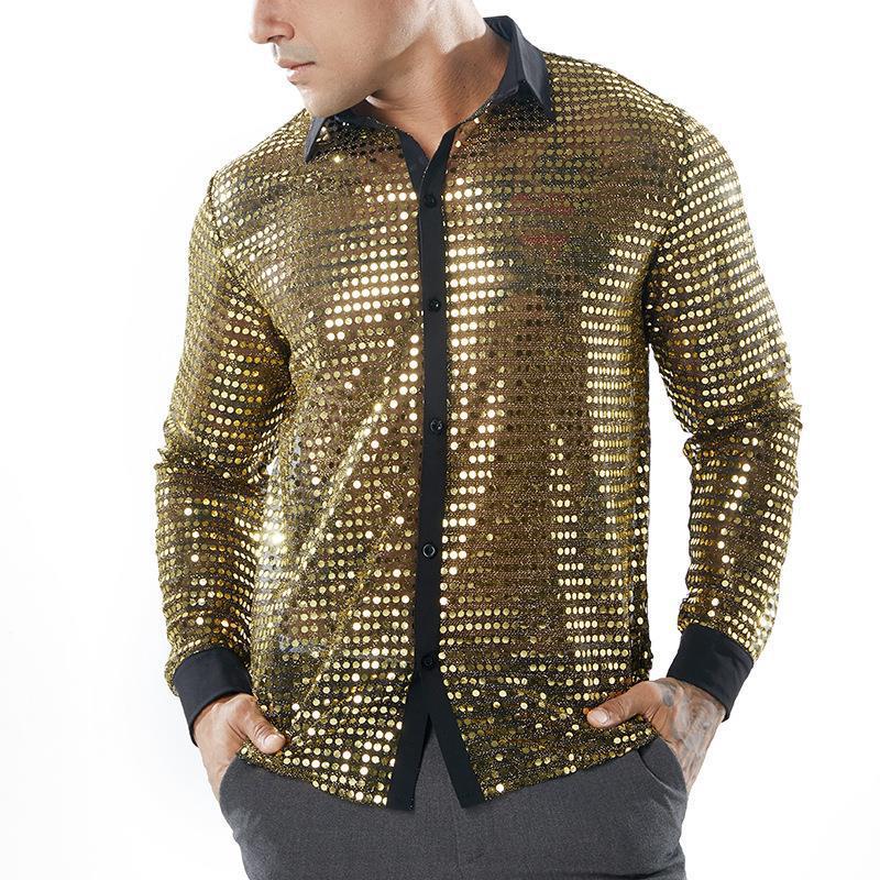 Hommes Chemise de fête brillante avec motifs en strass Chic und Stil