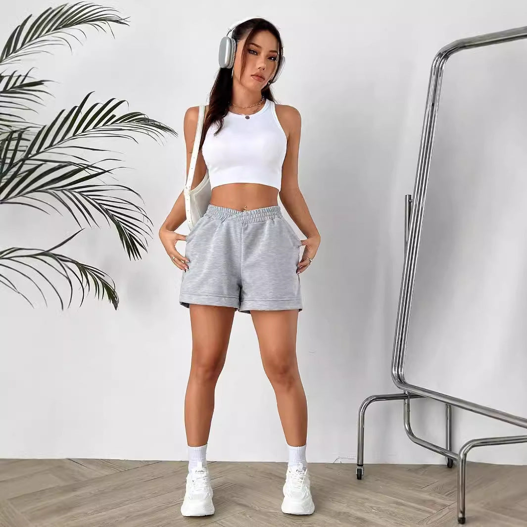 Shorts de sport pour femmes en mélange de coton respirant avec taille élastique Chic und Stil