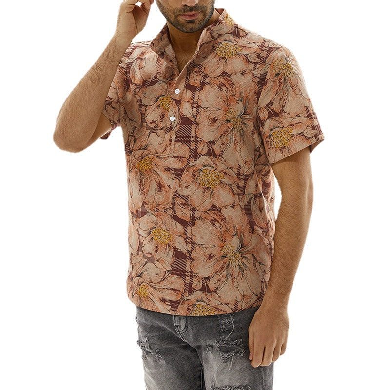 Chemise à manches courtes pour hommes avec motif floral et coupe moderne Chic und Stil