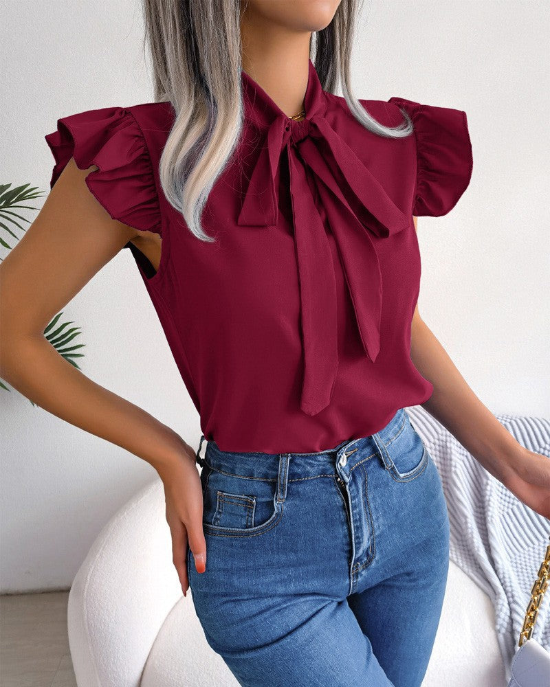 Dames blouse élégante à nœud Chic und Stil