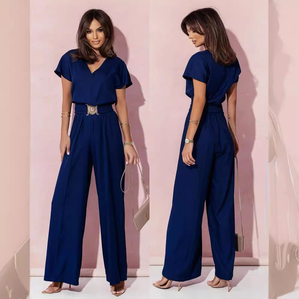 Women's jumpsuit with wide leg and belt Chic und Stil