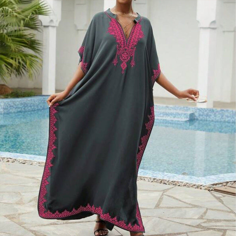 Robe kaftan élégante brodée pour dames Chic und Stil