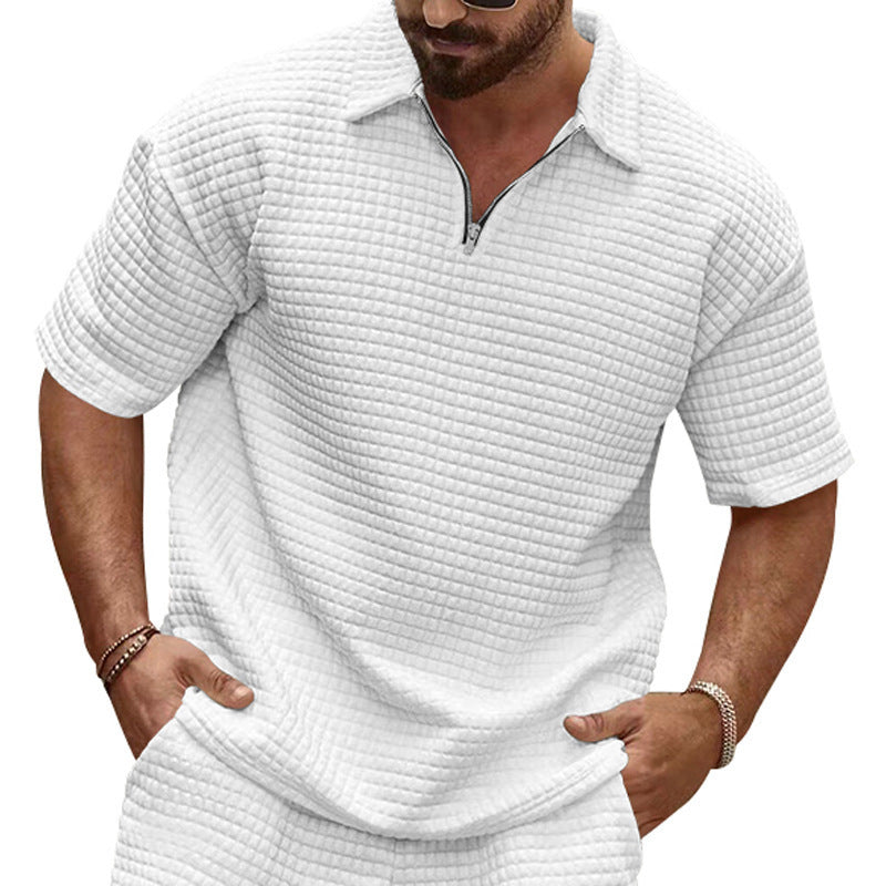 T-shirt polo décontracté pour hommes à manches courtes avec design texturé Chic und Stil