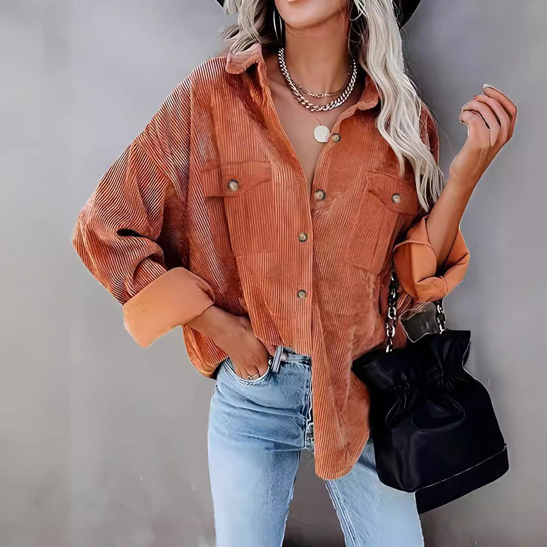 Veste en corduroy pour femmes avec poches poitrine doubles Chic und Stil