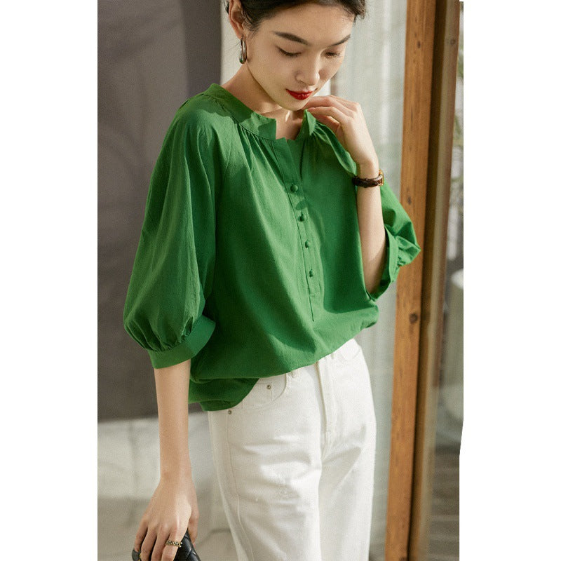 Blouse pour femmes avec fermeture à boutons et manches bouffantes Chic und Stil