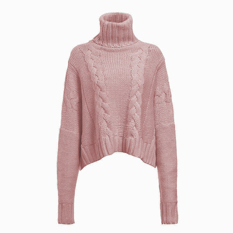 Pull en grosse maille pour femmes avec col haut et design de torsades unique Chic und Stil