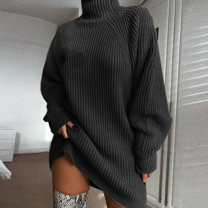 Pull en tricot surdimensionné pour femmes avec col montant Chic und Stil
