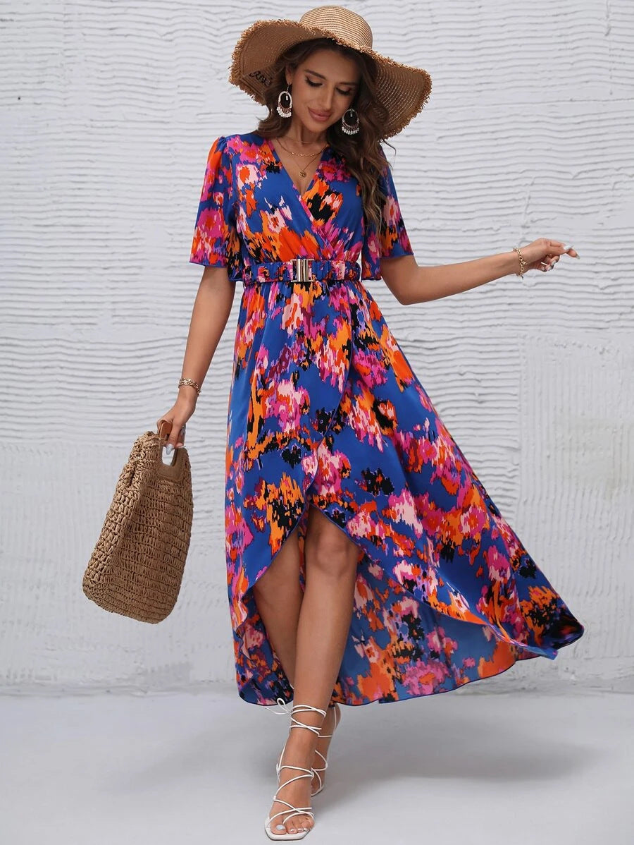 Women's Bohemian Floral Maxi Dress with Side Slit Chic und Stil
