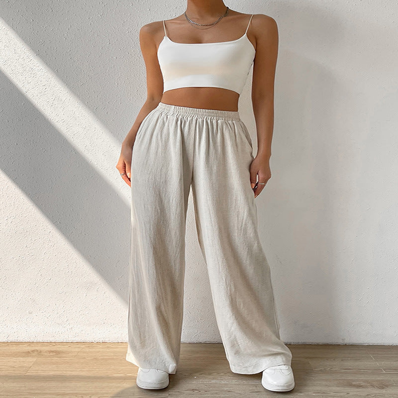 Pantalon ample de loisirs pour femmes avec taille élastique et poches latérales pratiques Chic und Stil