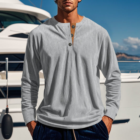 Chemise à manches longues pour hommes avec patte de boutonnage et texture côtelée Chic und Stil