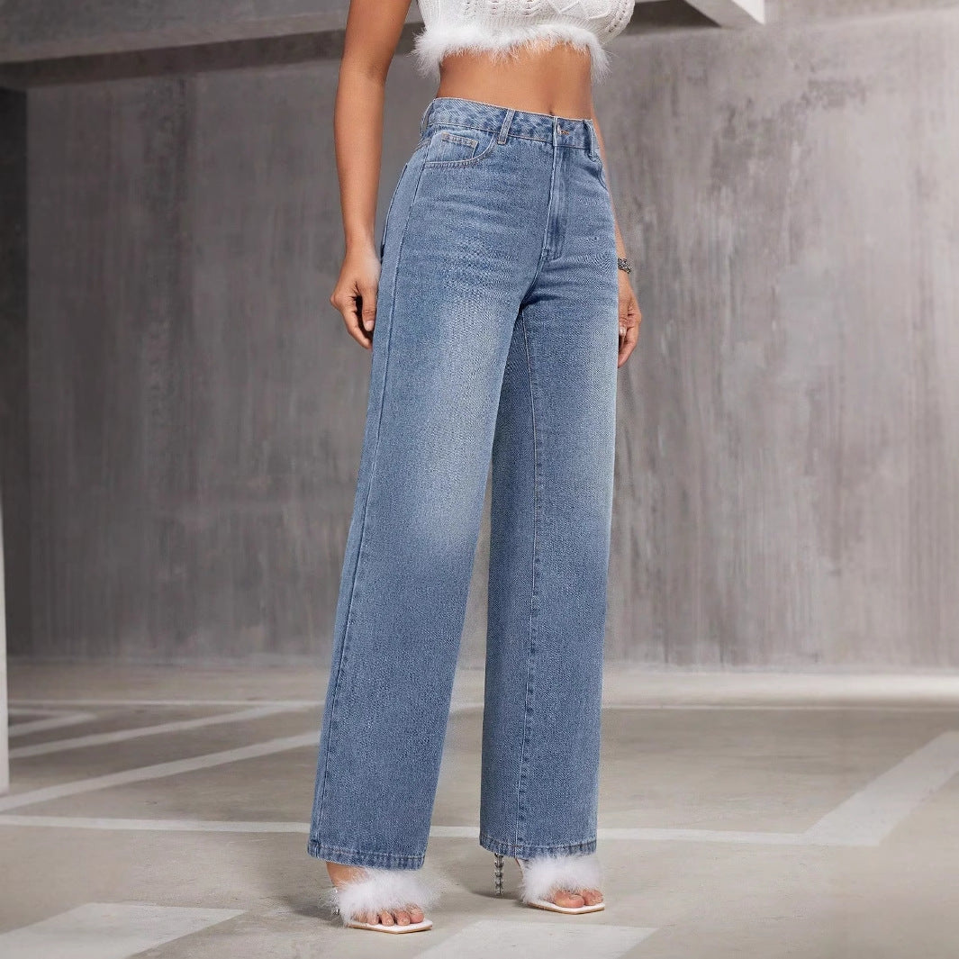 Jean femme évasé taille haute et jambe large Chic und Stil