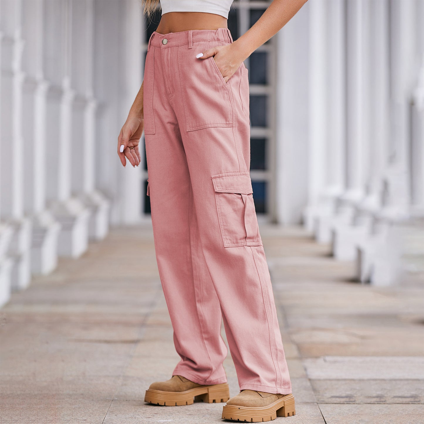Chic and Stylish High Waisted Women's Cargo Pants