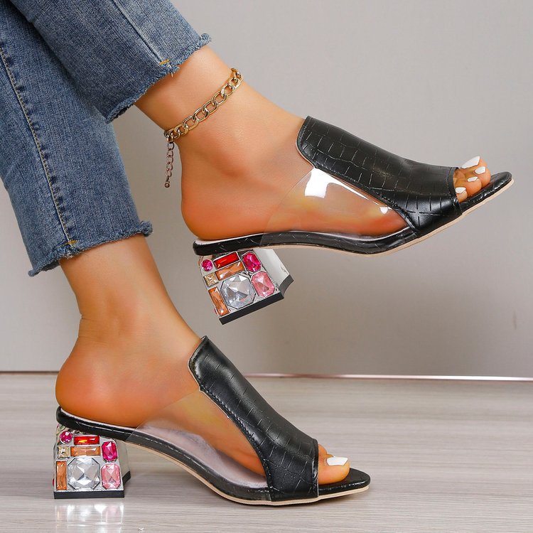 Mules à brides pour femmes avec design floral et confortable talon bloc Chic und Stil