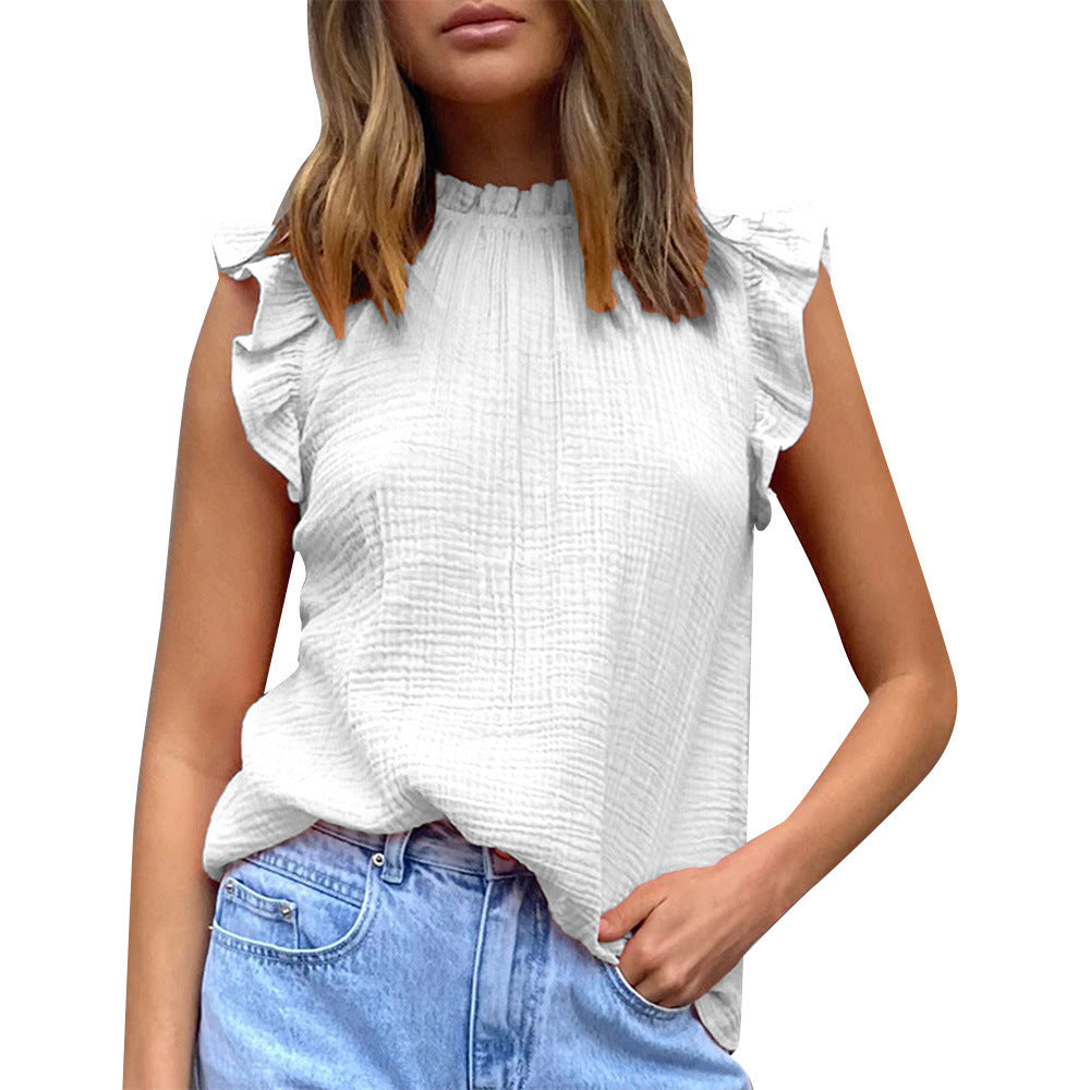 Blouse légère pour femmes avec des détails en volants et col montant Chic und Stil