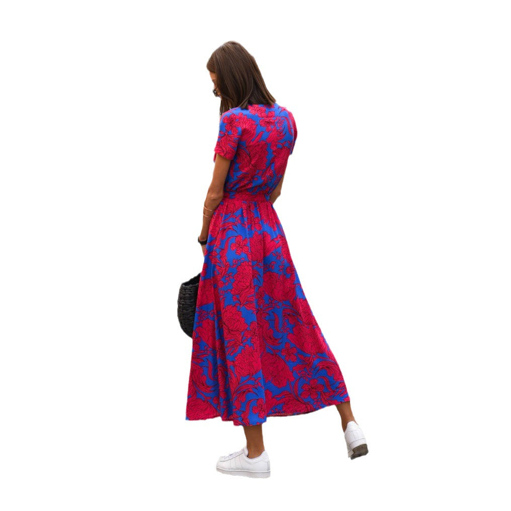 Robe maxi enroulée florale bohème pour femmes Chic und Stil