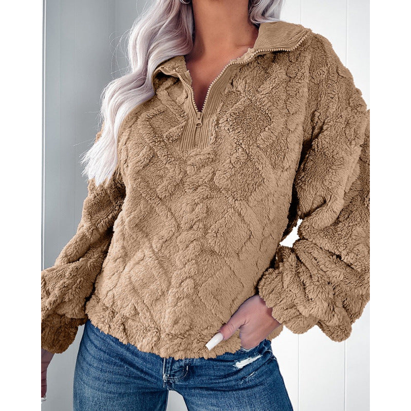 Women's fleece pullover with half-zip and structured design Chic und Stil