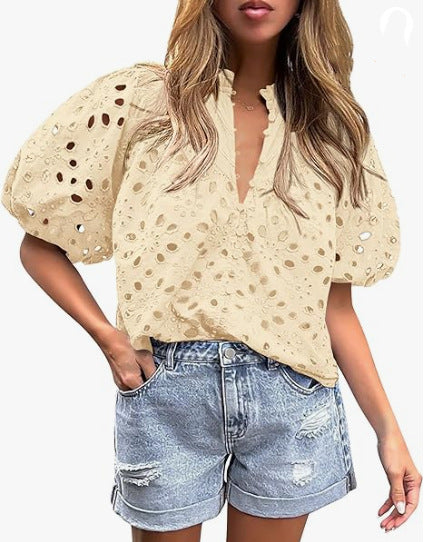 Blouse à manches bouffantes œillets pour femmes Chic und Stil