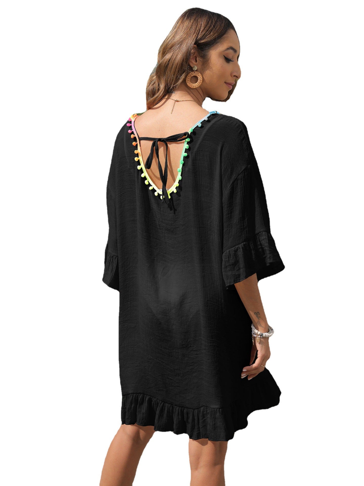Dame Léger Volant Robe de Plage Chic und Stil
