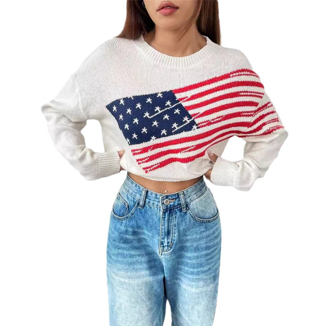 Pull en tricot pour femmes avec motif de drapeau et coupe décontractée Chic und Stil