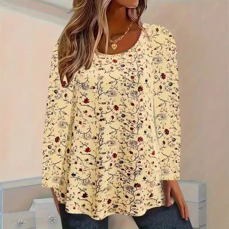 T-shirt à manches longues pour femmes avec motif floral et coupe en A Chic und Stil