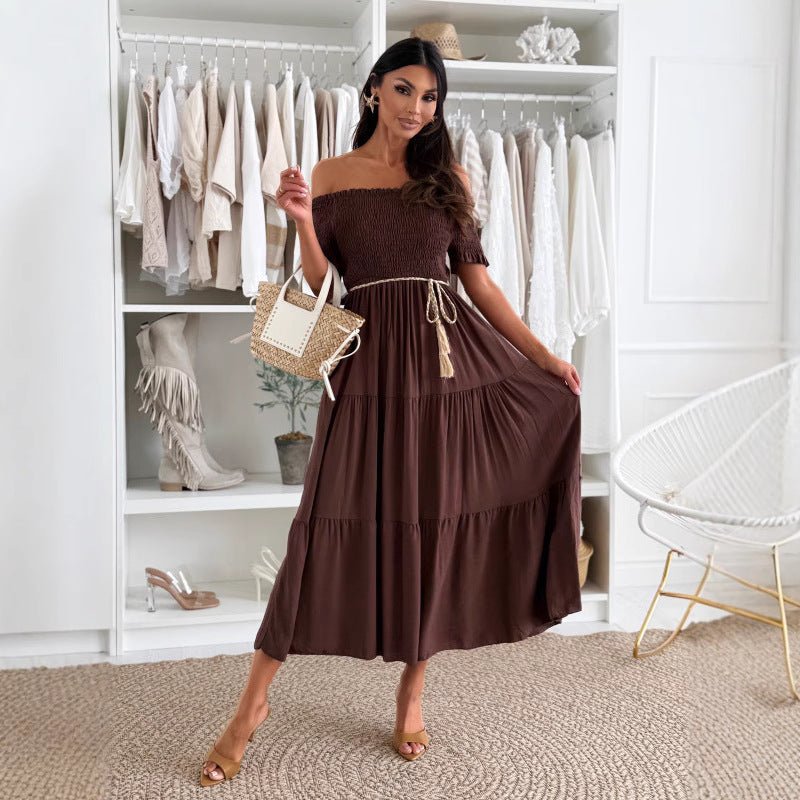 Robe maxi à volants dénudée des épaules Chic und Stil
