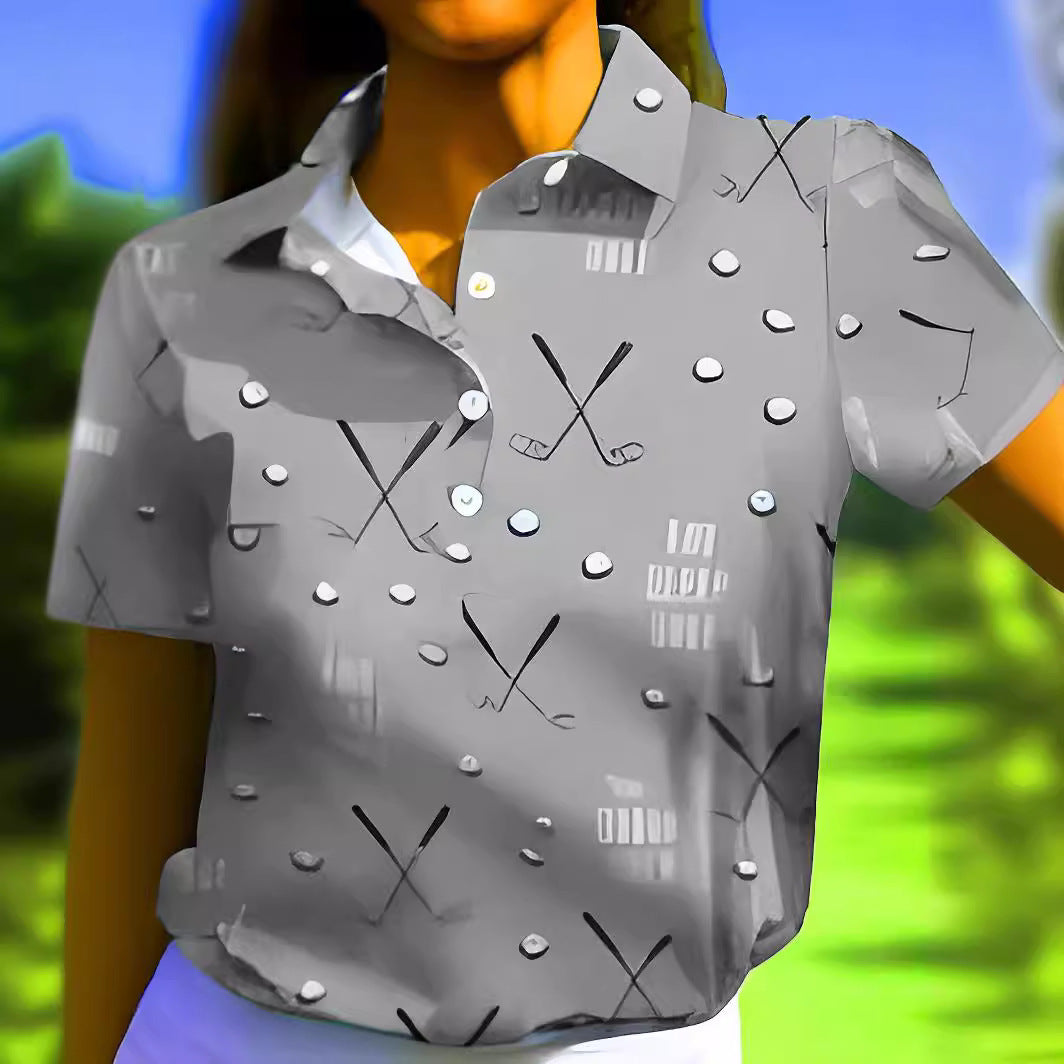 T-shirt polo pour dames avec un motif de golf moderne et une coupe confortable Chic und Stil