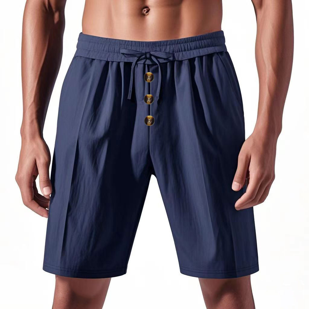 Shorts d'été légers pour hommes avec taille élastique et détails de bouton pratiques Chic und Stil