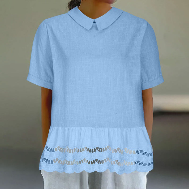 Blouse à ourlet en dentelle élégante Chic und Stil pour femmes