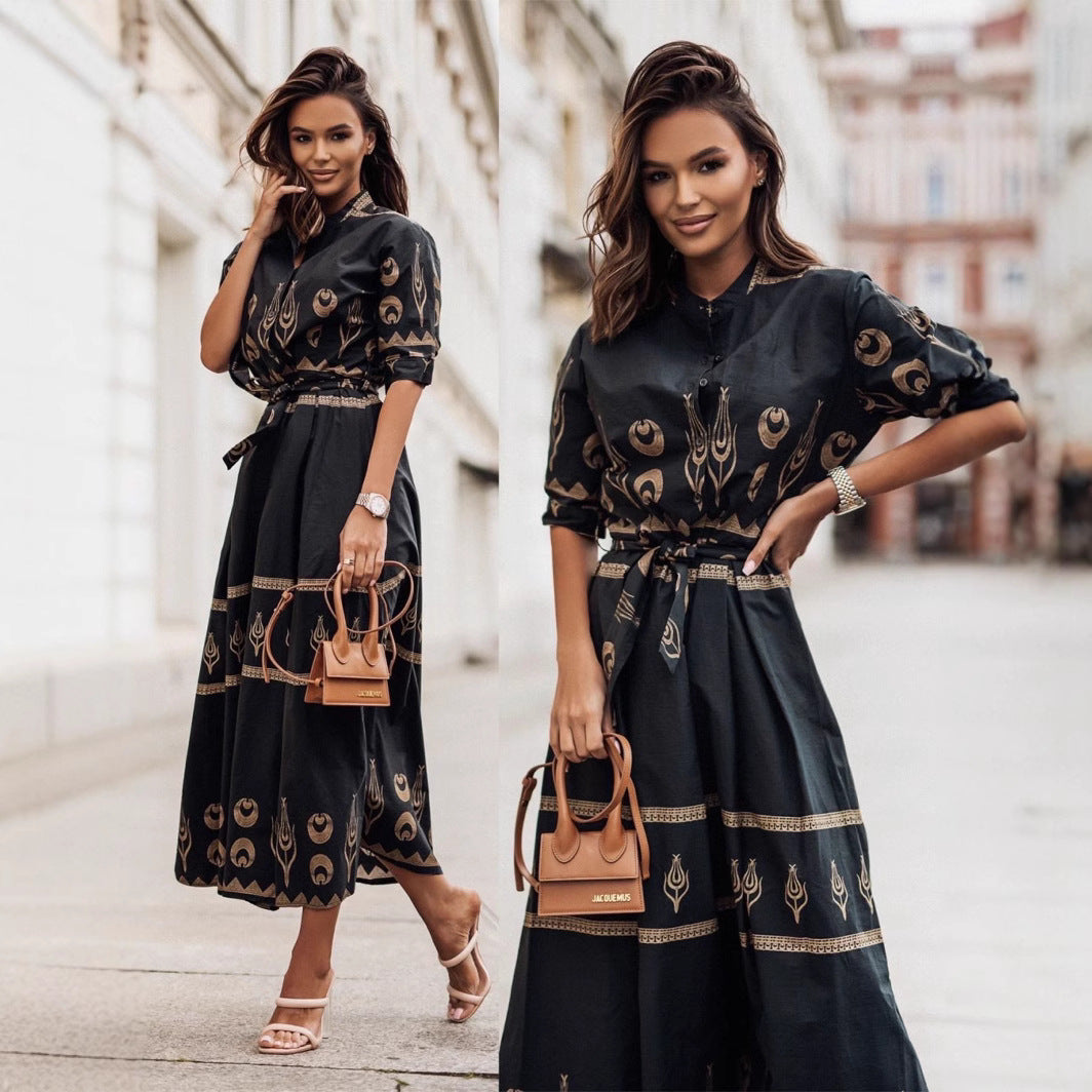 Chic and stylish long sleeve maxi dresses with button closure for women