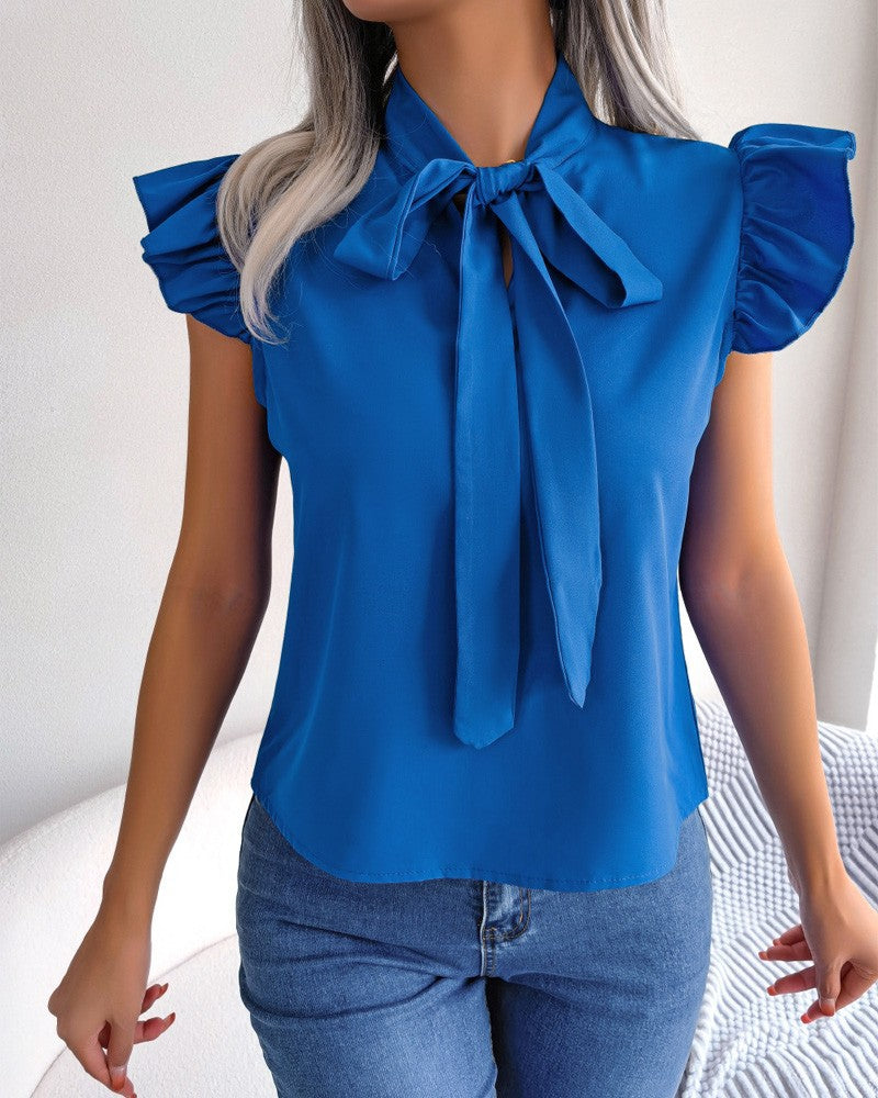 Dames blouse élégante à nœud Chic und Stil