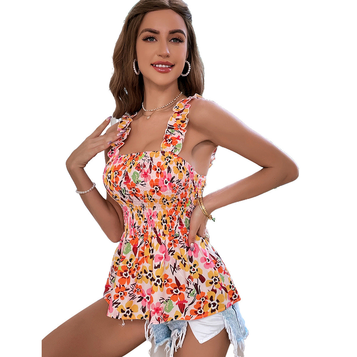 Top à manches pour femmes avec motifs floraux Chic und Stil