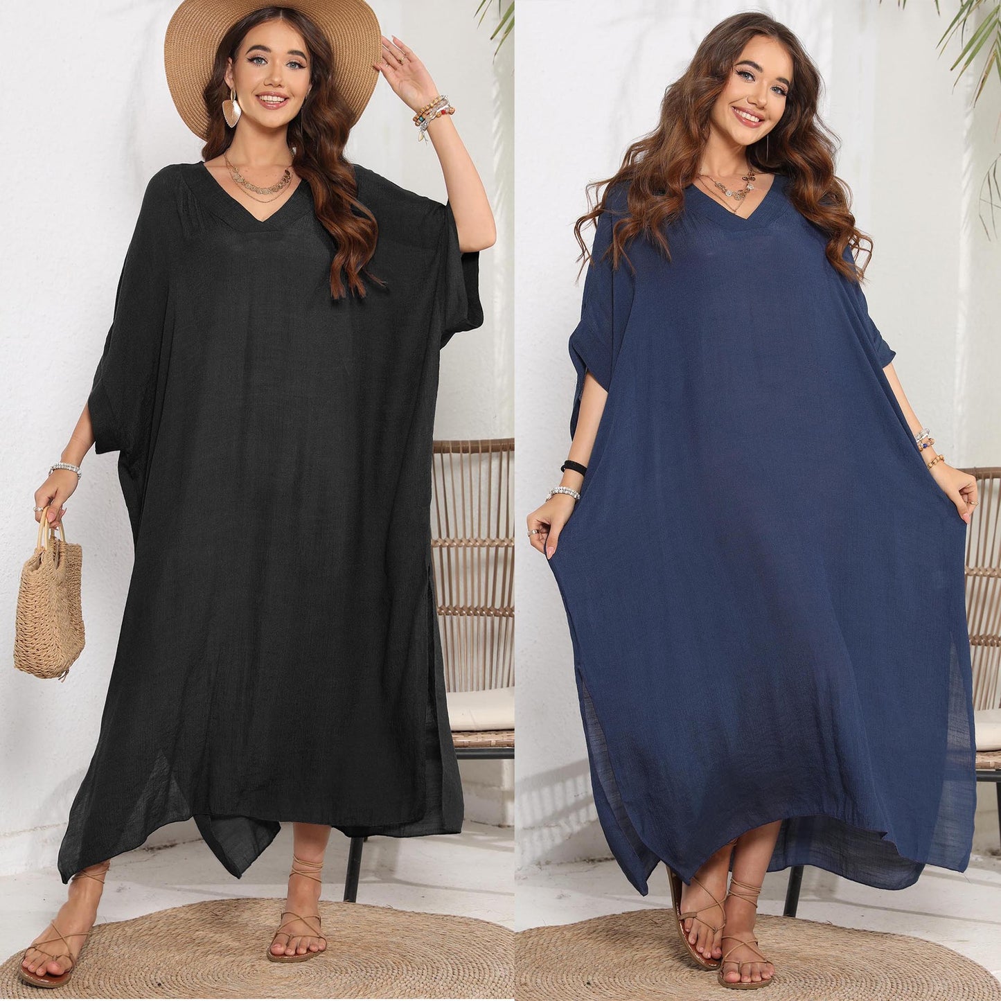 Dames Tunique Robe à Décolleté en V Chic und Stil