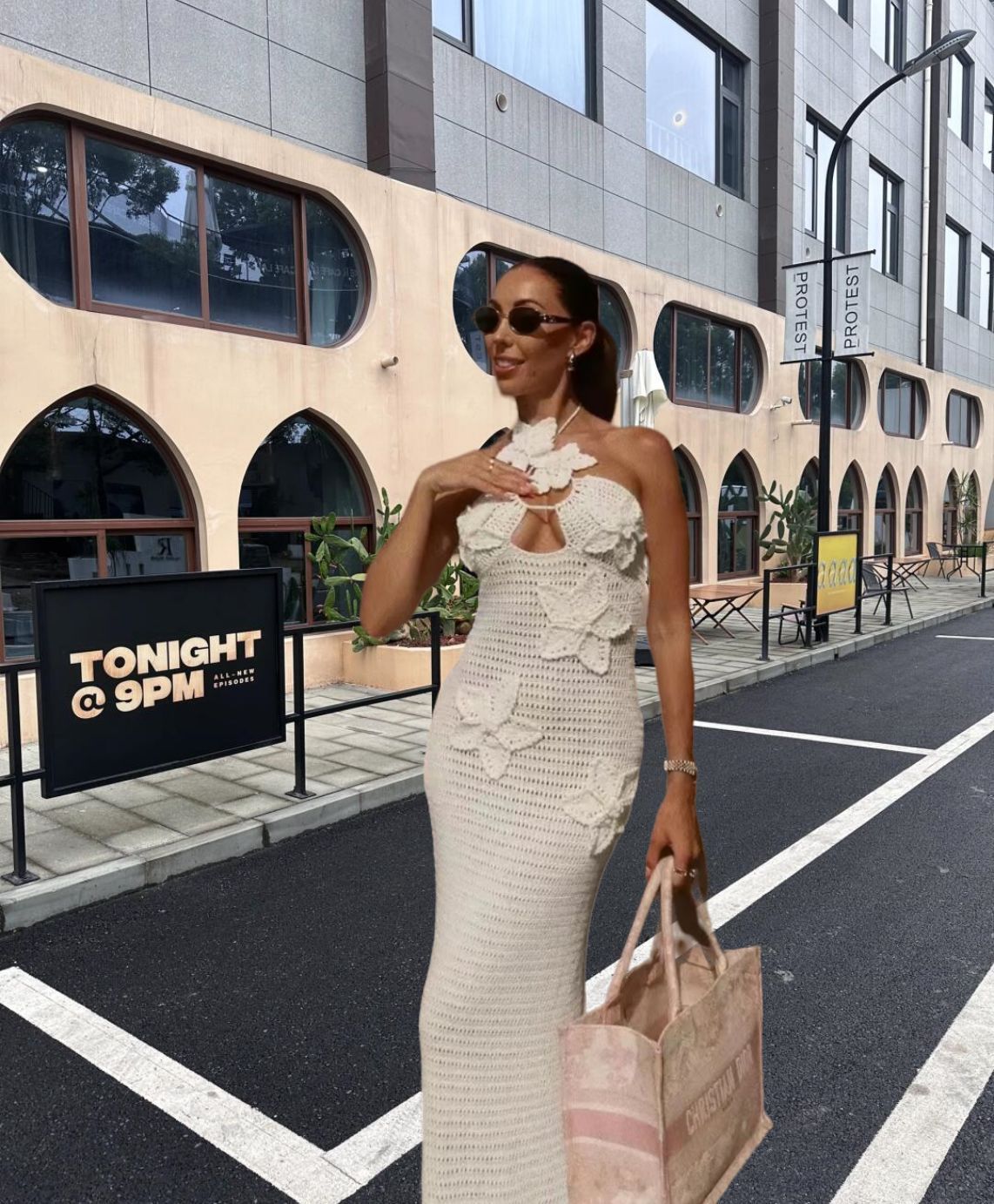 Dames Élégante Robe Maxi avec Design de Crochet Floral Chic und Stil