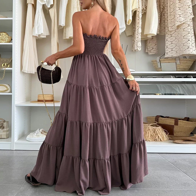 Robe maxi femme avec haut smocké et volants volumineux Chic und Stil