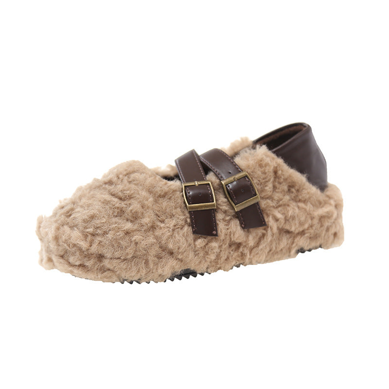 Chaussons en peluche pour femmes avec design de bandoulière réglable Chic und Stil