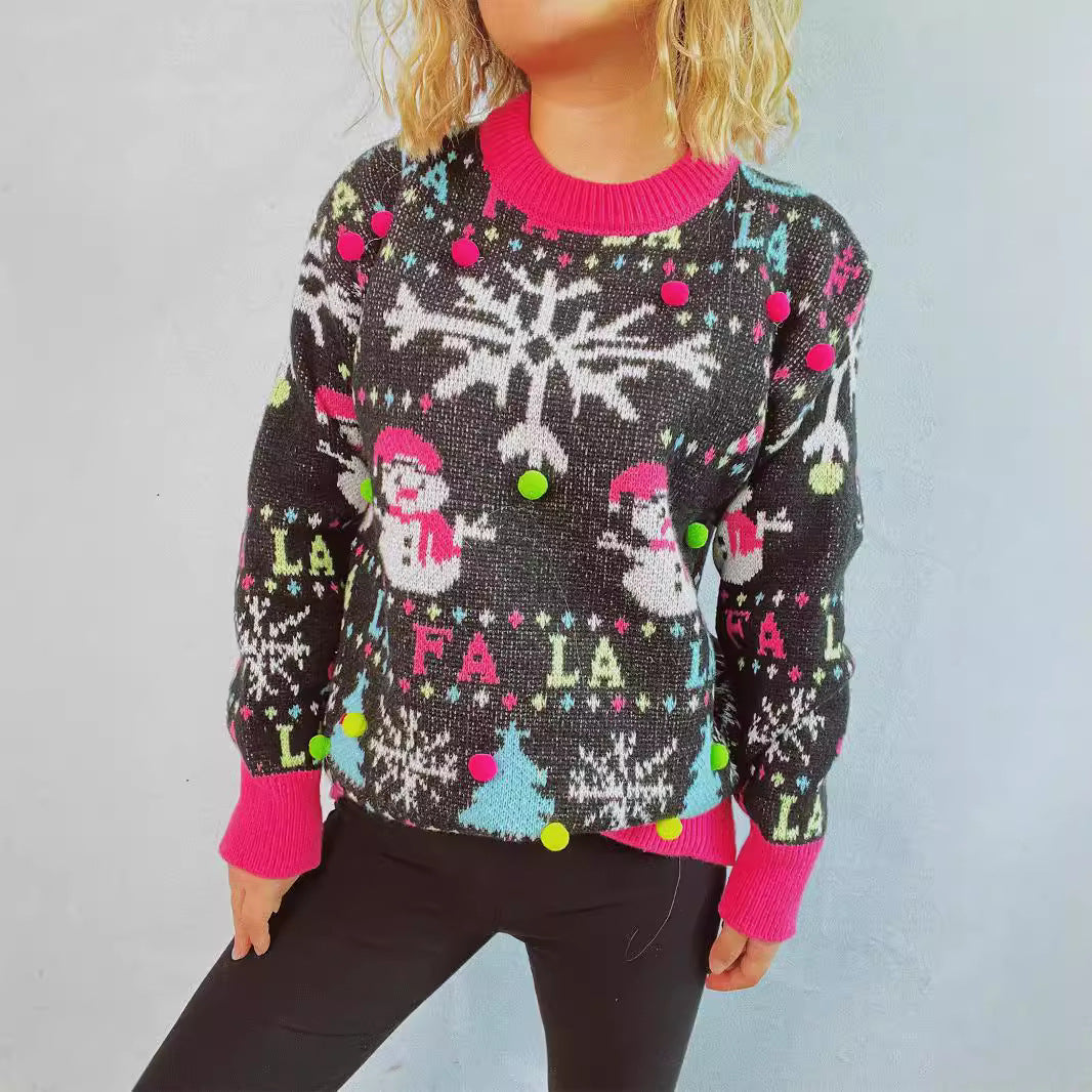 Pull féminin de Noël avec des applications colorées et un design festif Chic und Stil