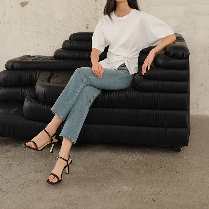 T-shirt stylé à nœud avant pour femmes Chic und Stil