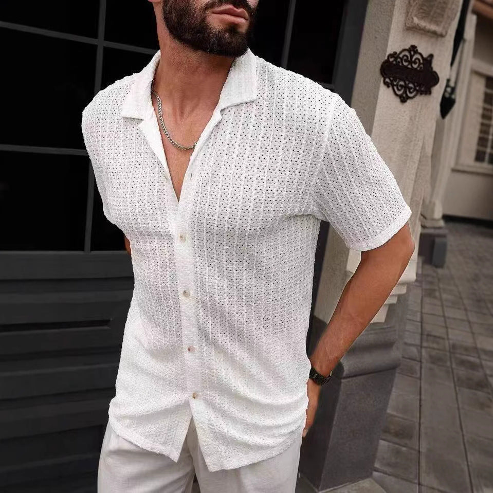 Chemise décontractée à manches courtes structurée pour hommes Chic und Stil