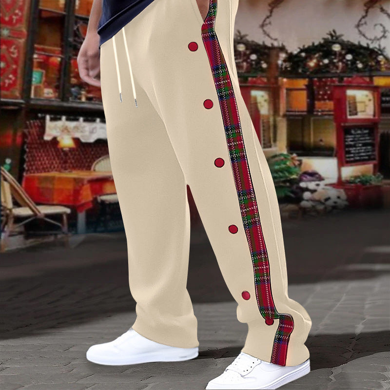 Pantalon de loisir sportif pour hommes avec boutons latéraux et motif à carreaux Chic und Stil