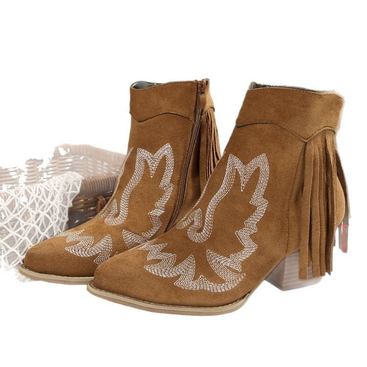 Bottes à chevilles élégantes pour femmes avec détail frangé et impression à motifs stylés Chic und Stil