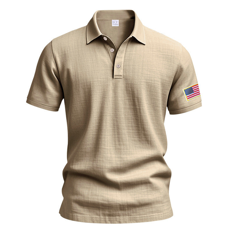 Polo sportif pour hommes avec motif de drapeau américain et technologie de régulation de l'humidité Chic und Stil