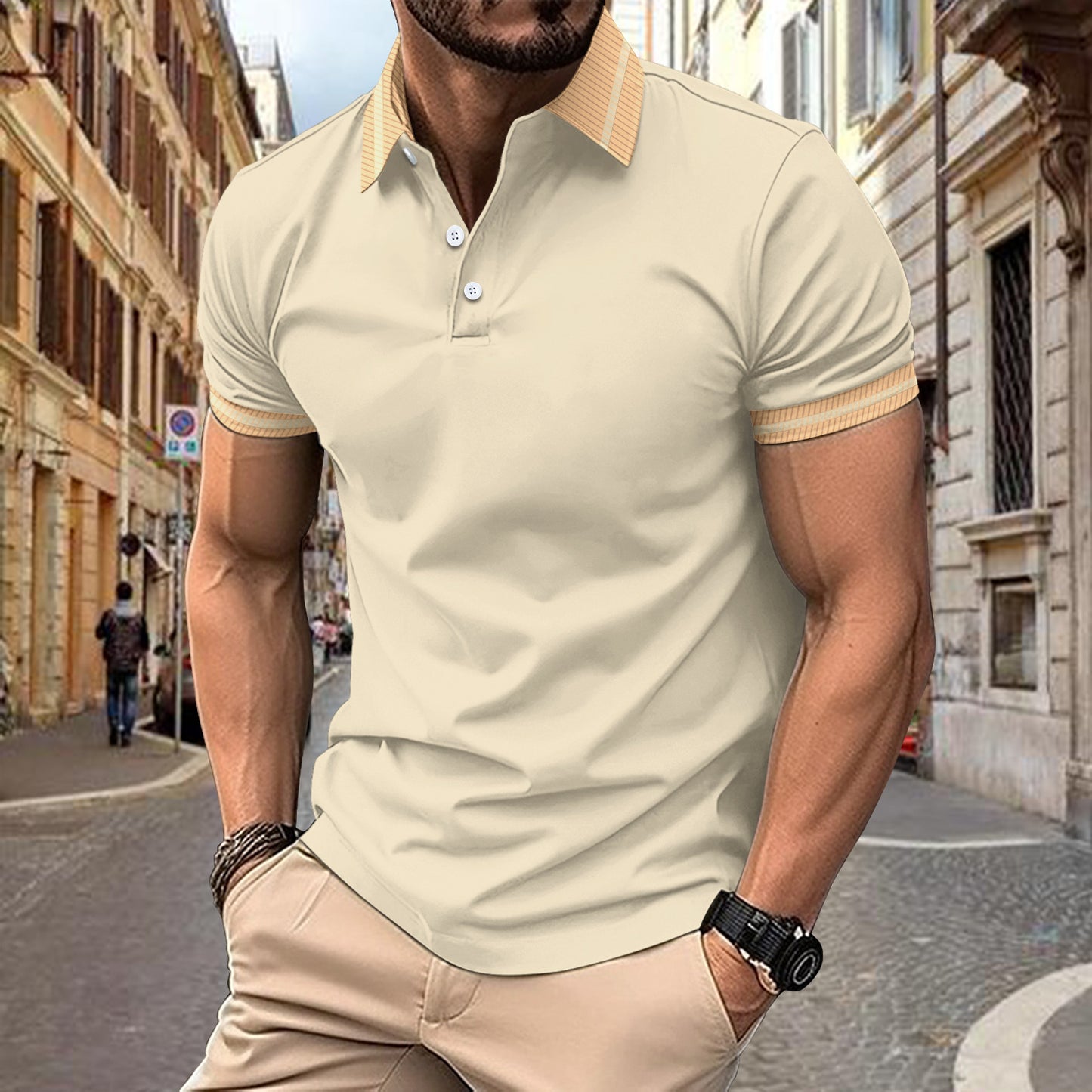Polo de performance stylé pour hommes avec col contrasté Chic und Stil