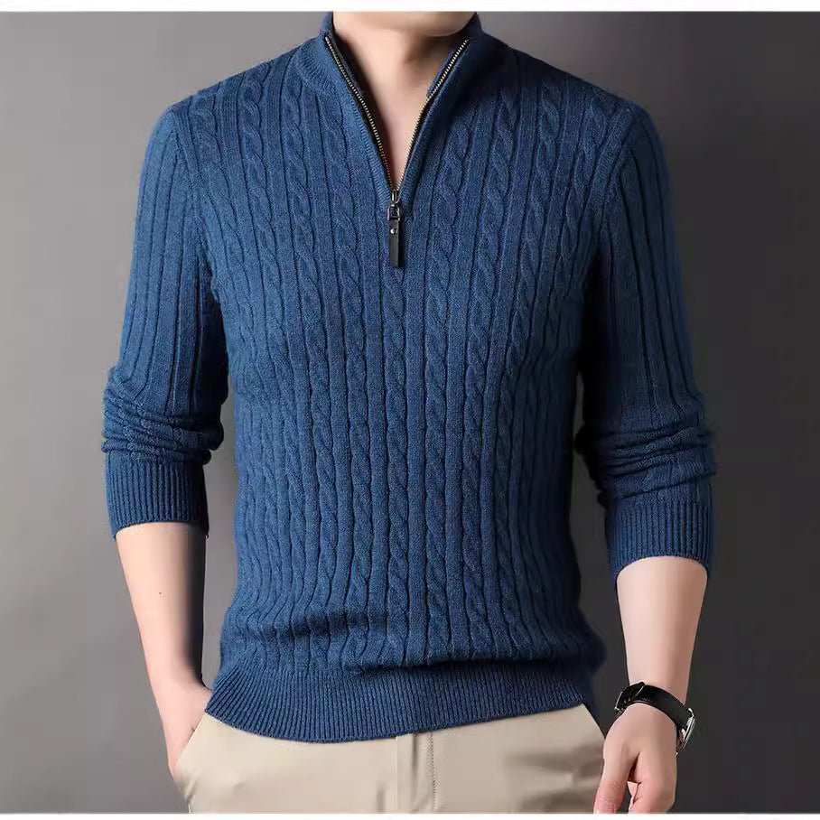 Pull homme avec zip et motif en relief en torsades Chic und Stil