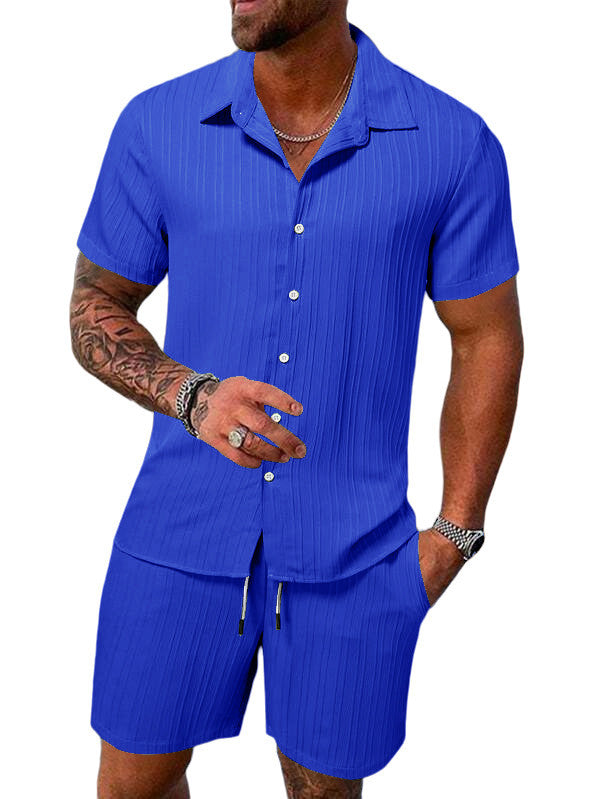 Chemise à manches courtes en rayures pour hommes Set Chic und Stil