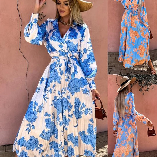 Robe maxi portefeuille à imprimé floral pour femmes Chic und Stil