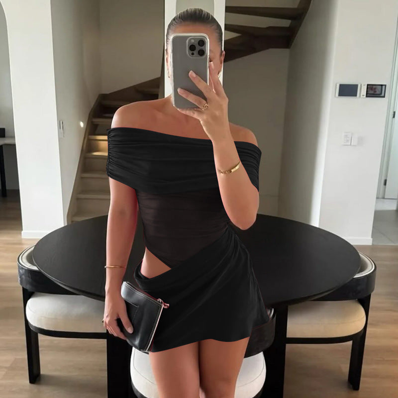 Robe moulante à épaules dénudées avec drapé pour femmes Chic und Stil