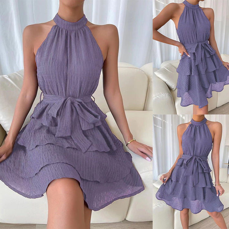 Robe mini dos nu avec volants pour femmes Chic und Stil